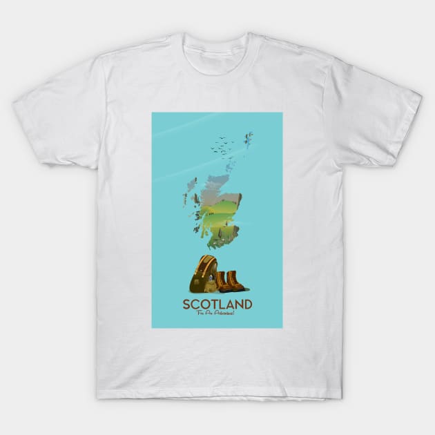 Scotland Map Travel Poster T-Shirt by nickemporium1